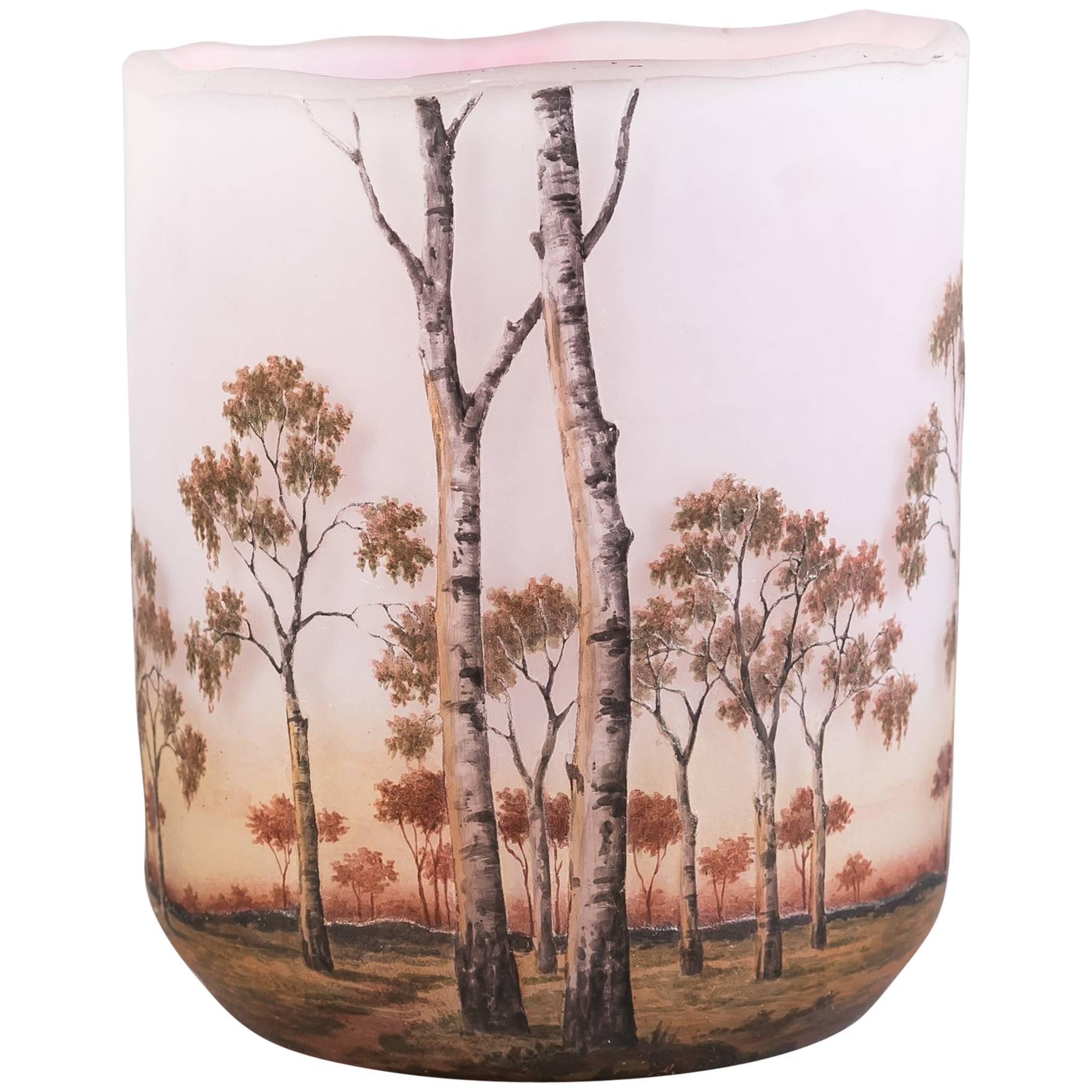 Daum Nancy Landscape Vase, circa 1910 For Sale
