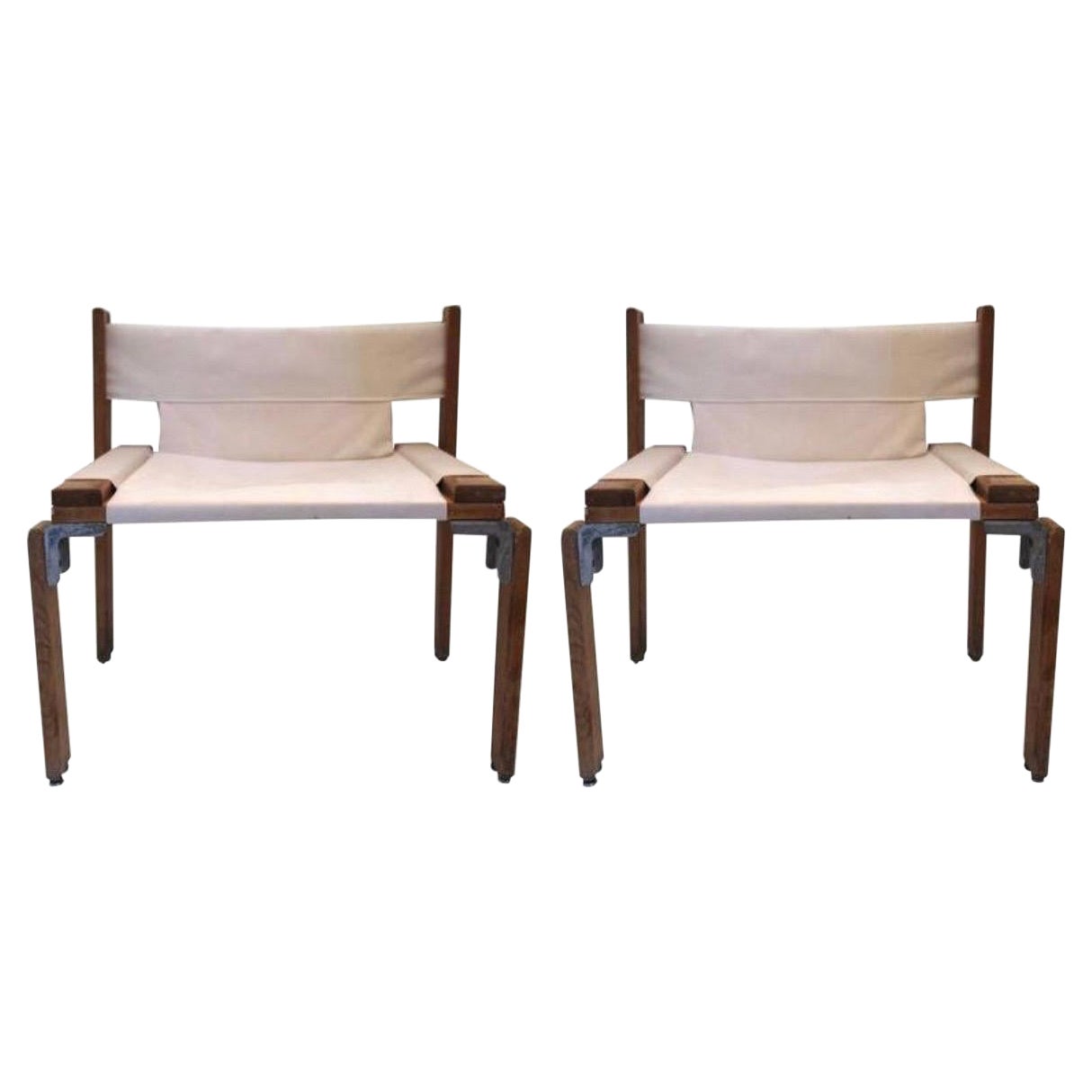 Pair of low chairs by Candilis & Blomstedt for Les Charrats, France 1968 For Sale