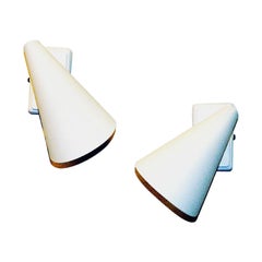 White metal vintage pair of cone wall sconces by Värnamo AB- Sweden 1950s