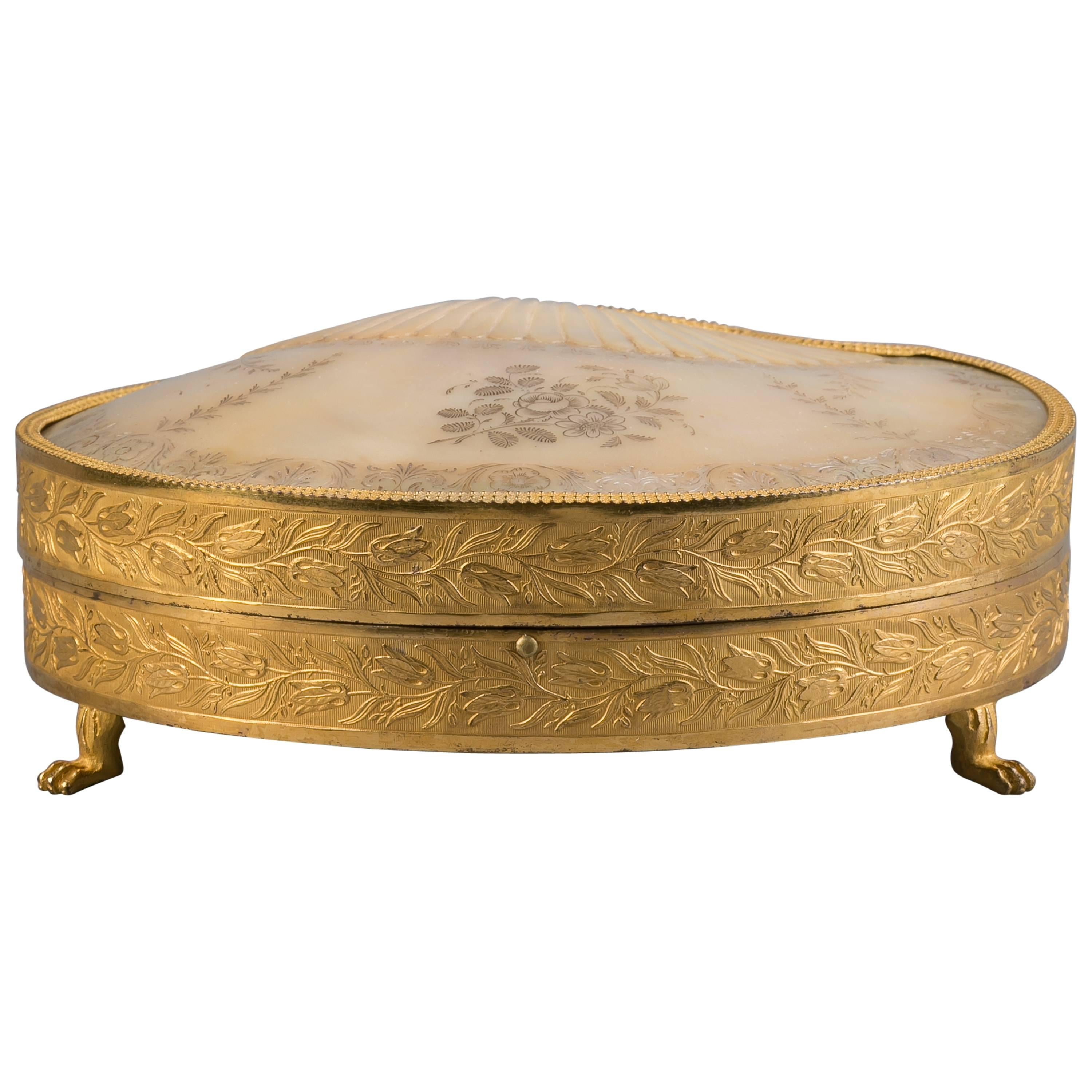 Gilt Bronze and Mother-of-pearl Shell Shaped Box, Palais Royale, circa 1810