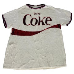 Vintage ASHISH white & red COCA COLA SEQUIN Short Sleeve Shirt M