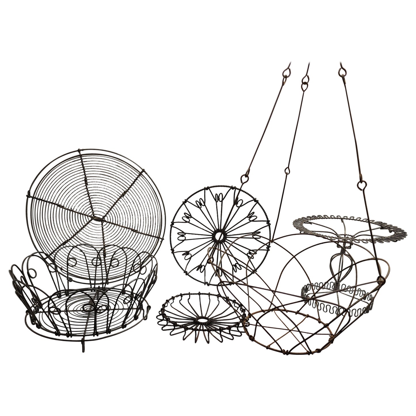 Collection Of Ornate 19th Century French Wire Bakery Displays For Sale