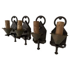 Antique Set of 4 Gothic Style Wall Sconces