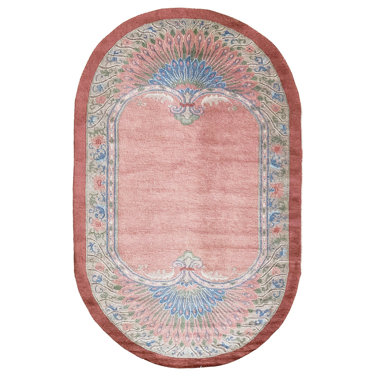 Antiker chinesischer ovaler Pekinger Teppich