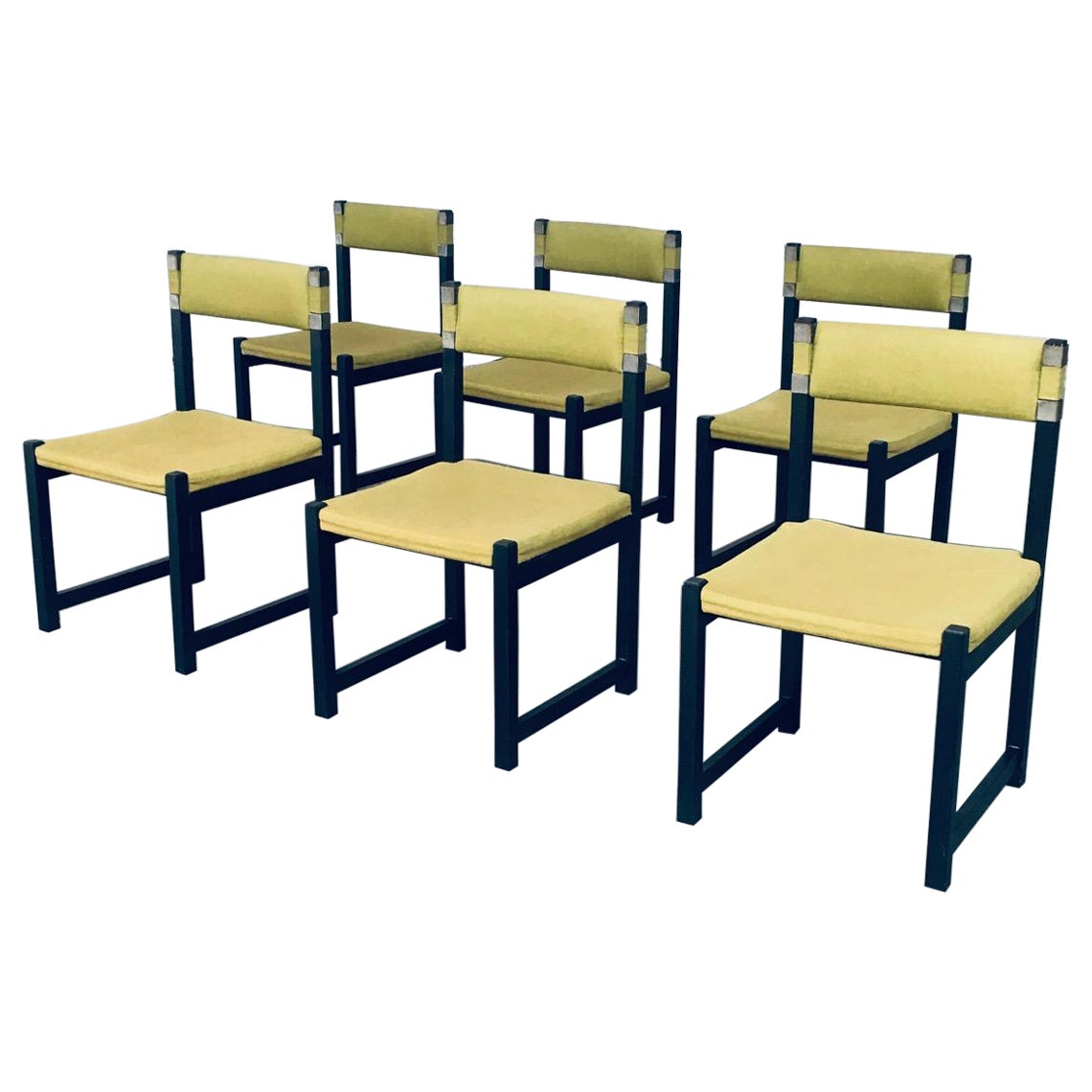 Midcentury Modern Design Dining Chair set by J. Batenburg for MI, Belgium 1969 For Sale