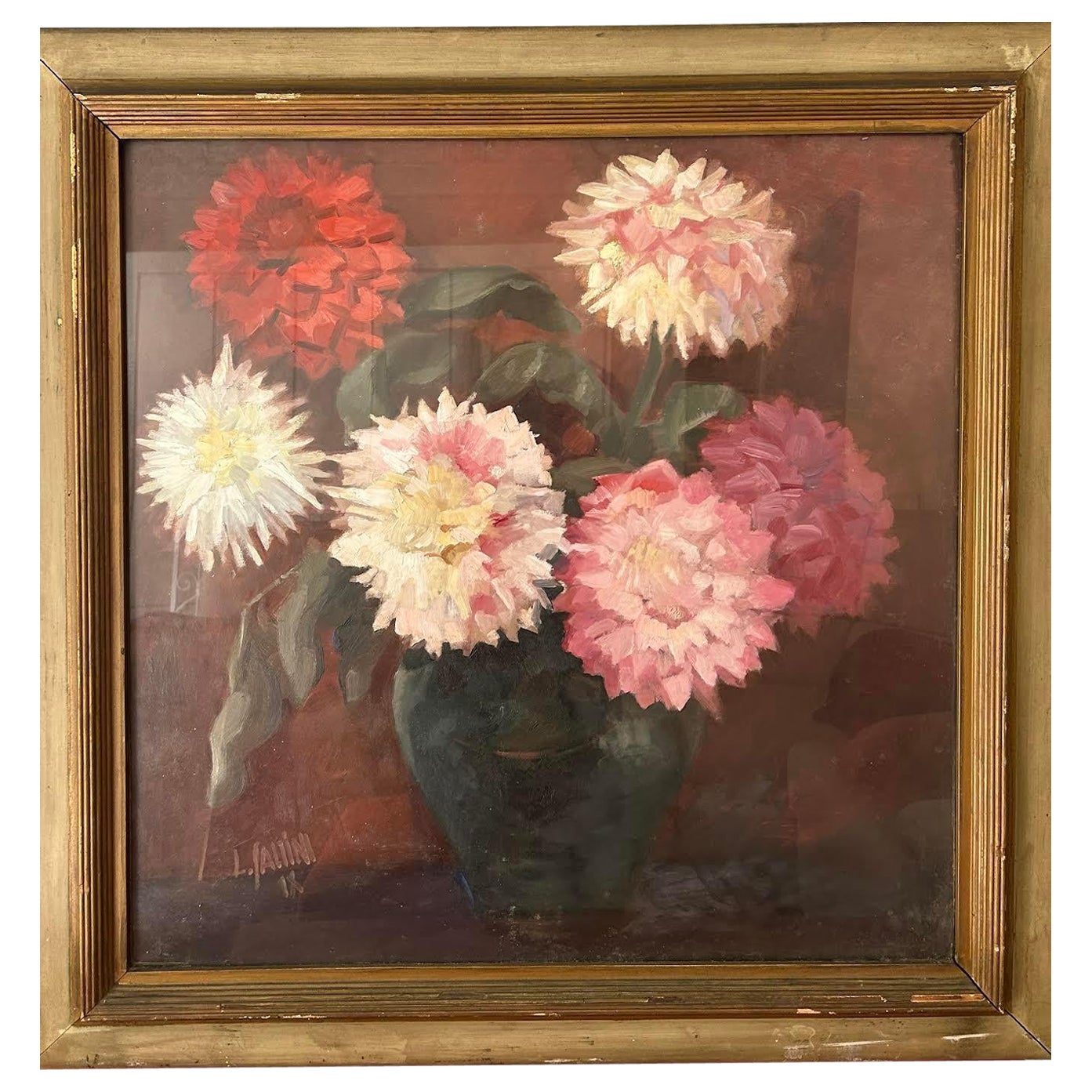 Blumenstillleben, Öl auf Leinwand, Lino Saltini, 1903-1993 im Angebot