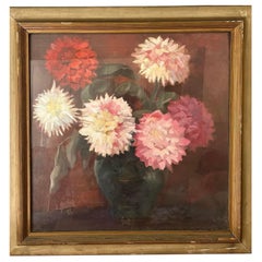 Antique Still Life Floral, Oil on Canvas, Lino Saltini, 1903-1993
