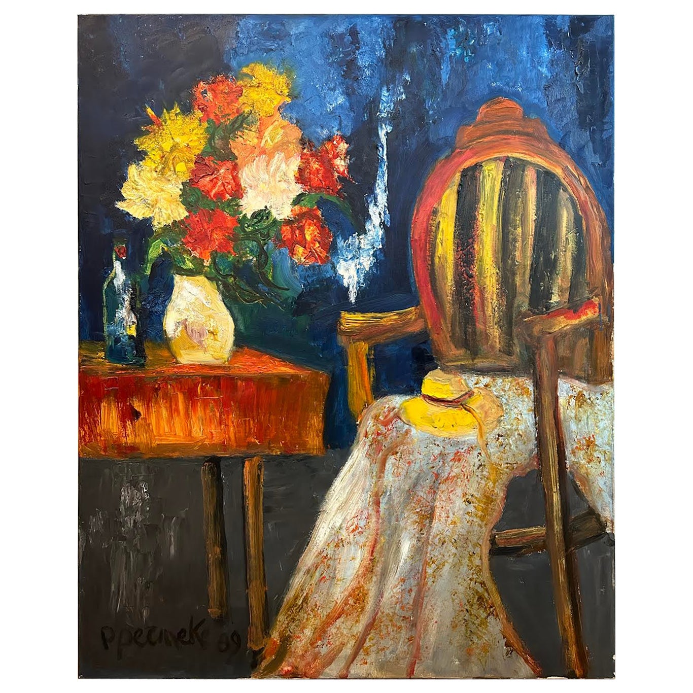 Le chapeau sur la chaise, huile sur toile, Paul Permeke 1918-1990 en vente