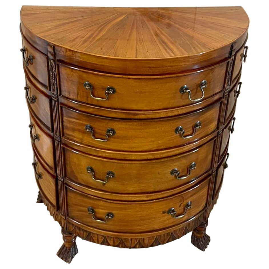 Antique Quality Mahogany and Satinwood Demi Lune Shaped Chest of 12 Drawers
