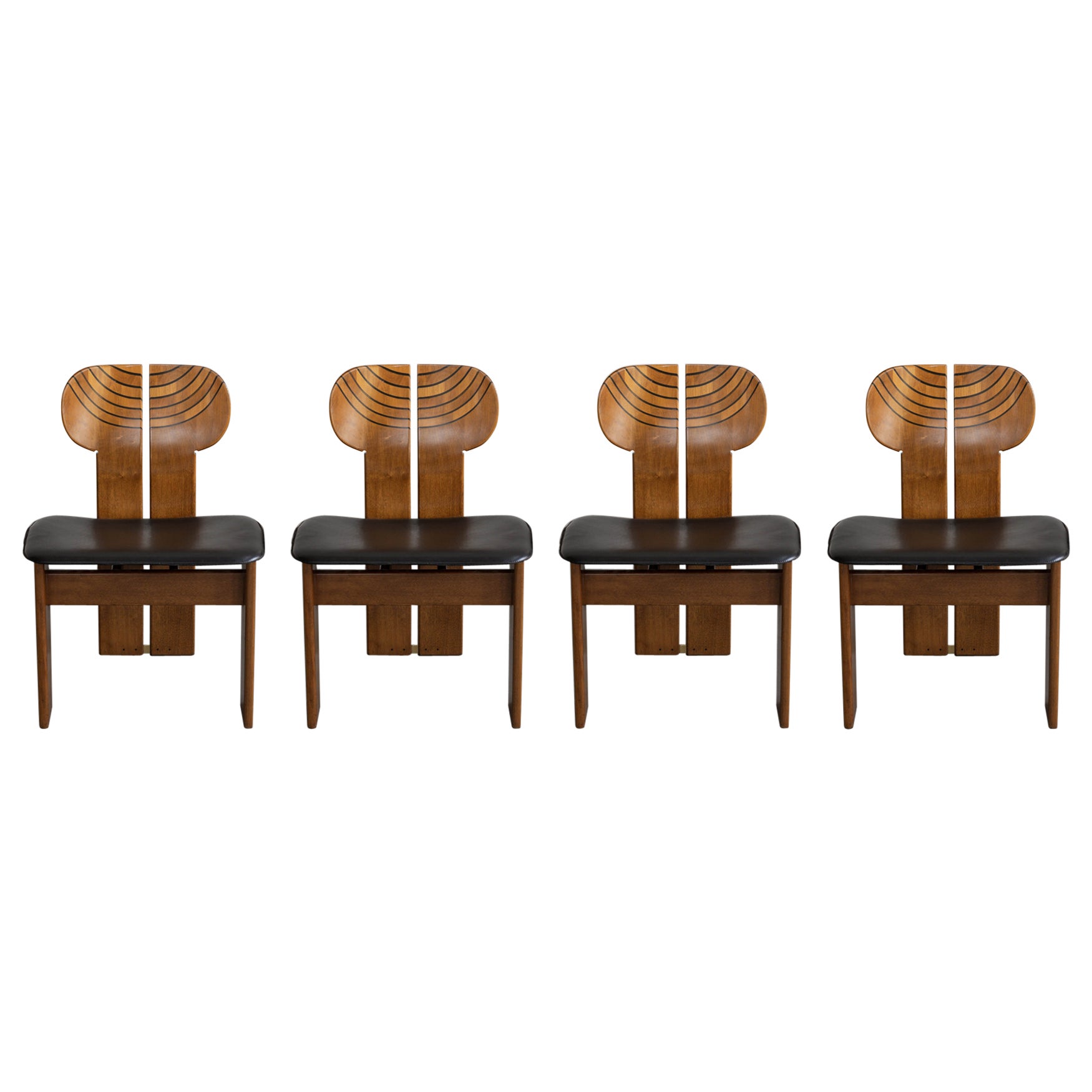 Afra & Tobia Scarpa "Africa" Dining Chairs for Maxalto, 1975, Set of 4