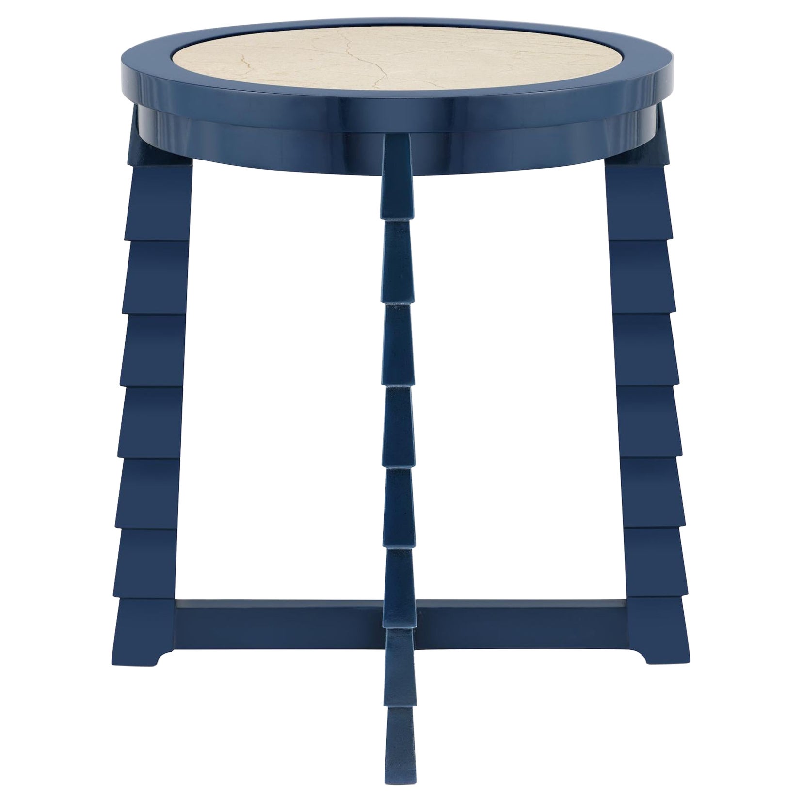 Bunny Williams Home Mateo Drinks Table, Blue