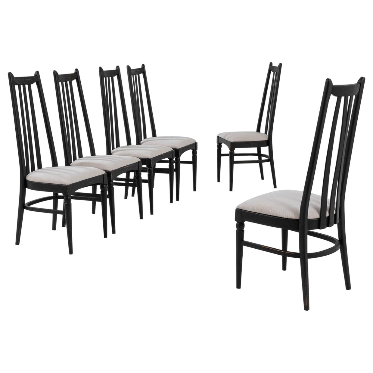 Czech Mid-Century Modern Dining Chairs, Set of Six For Sale
