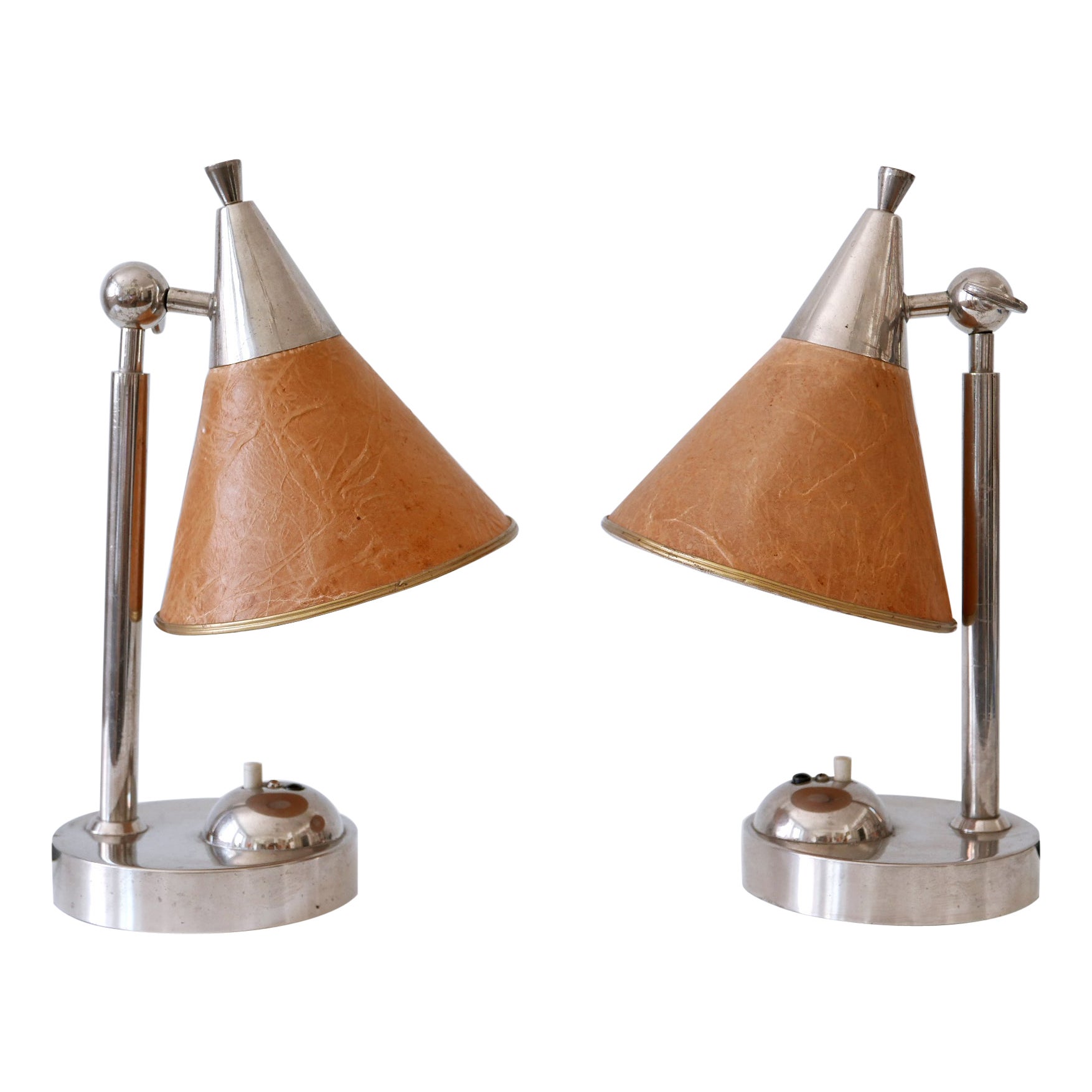 Set of Two Rare Art Deco Bauhaus Bedside Table Lamps or Sconces Germany 1920s For Sale