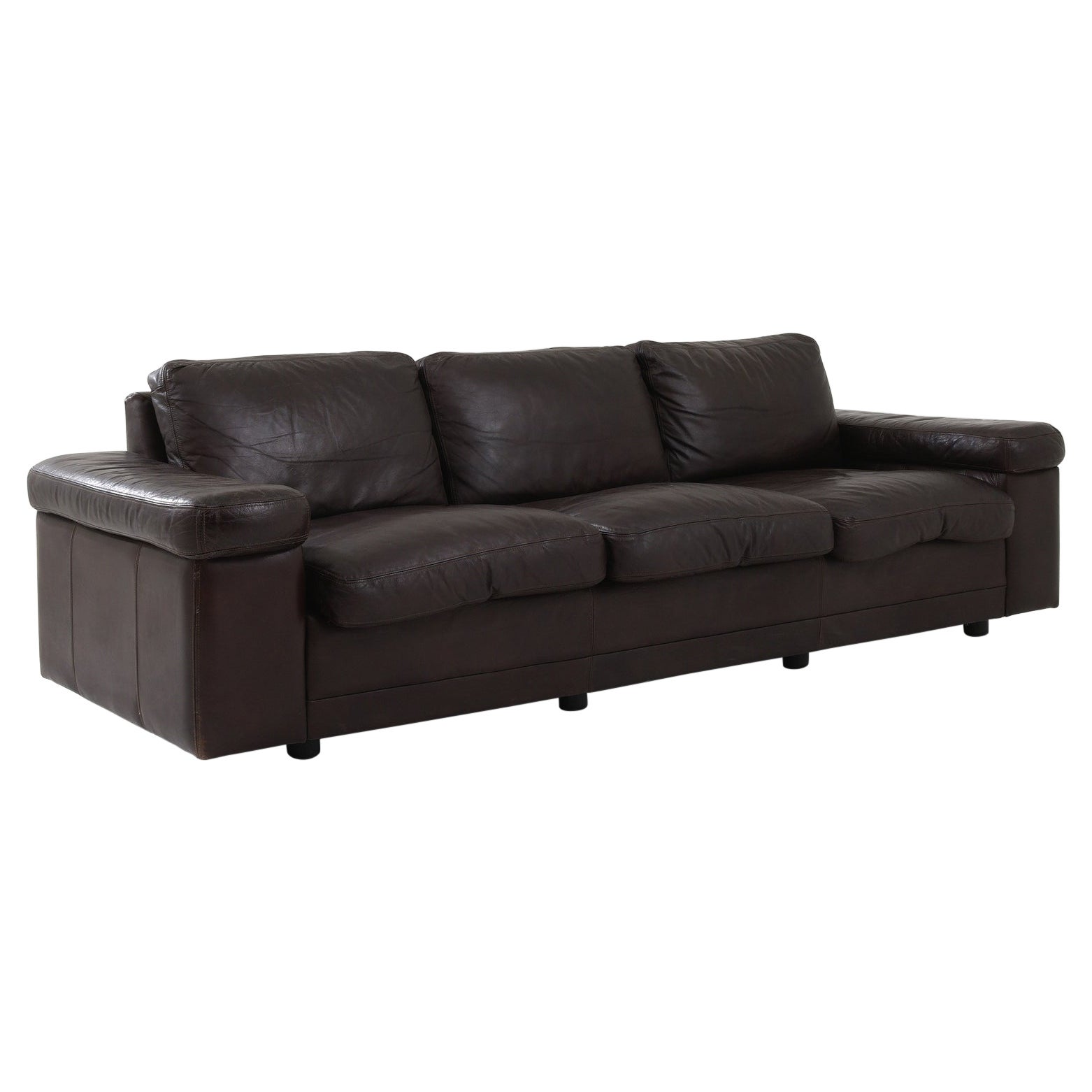 20th Century German Upholstered Leather Sofa For Sale