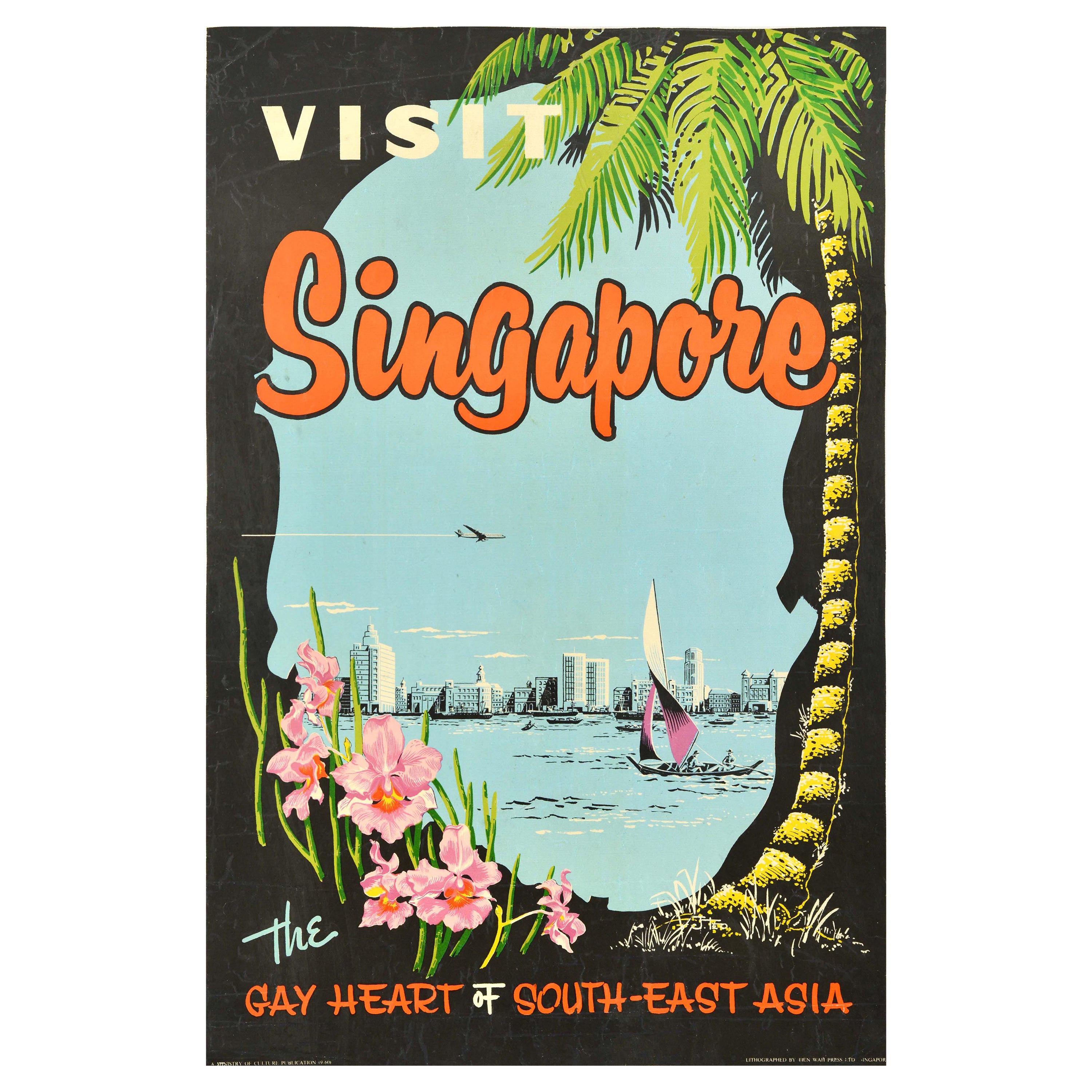 Singapore Travel Poster - 3 For Sale on 1stDibs | Poster