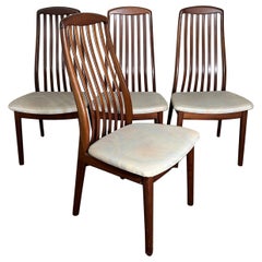 4 Danish Mid Century Modern Dining Chairs by Schou Andersen Slat Back Rosewood