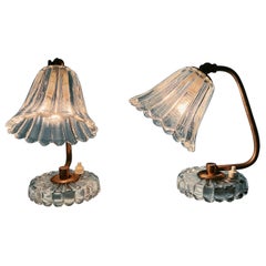 Pair of Murano glass table lights by Ercole Barovier, 1940s