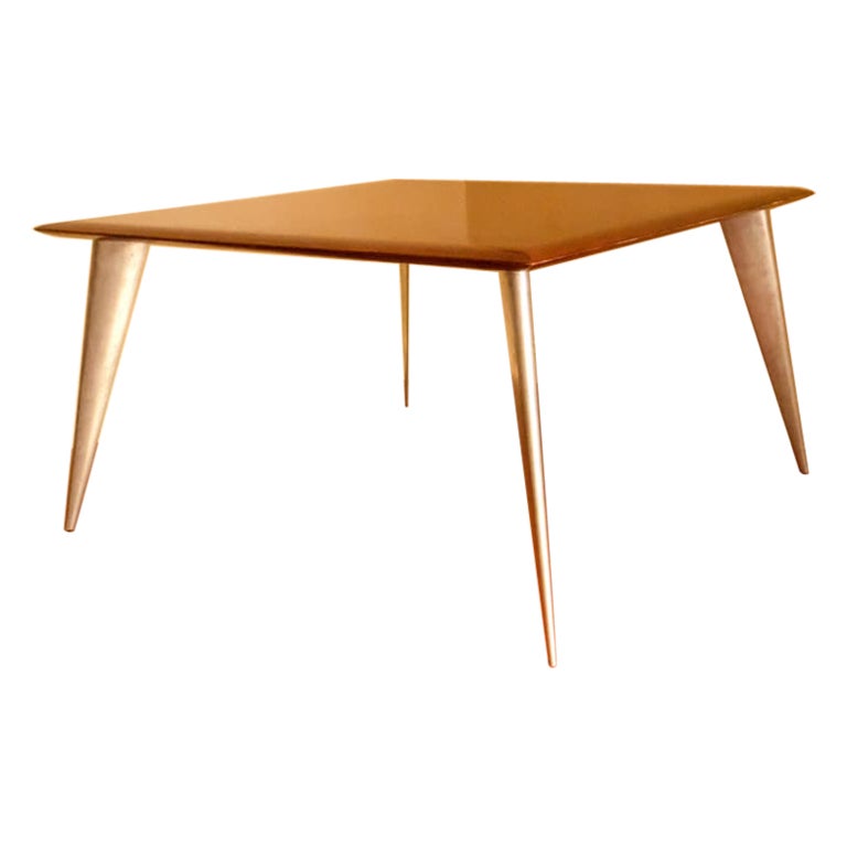 Mahogany Square Table "M" serie Lang, 80's Philippe Starck for Driade Aleph For Sale