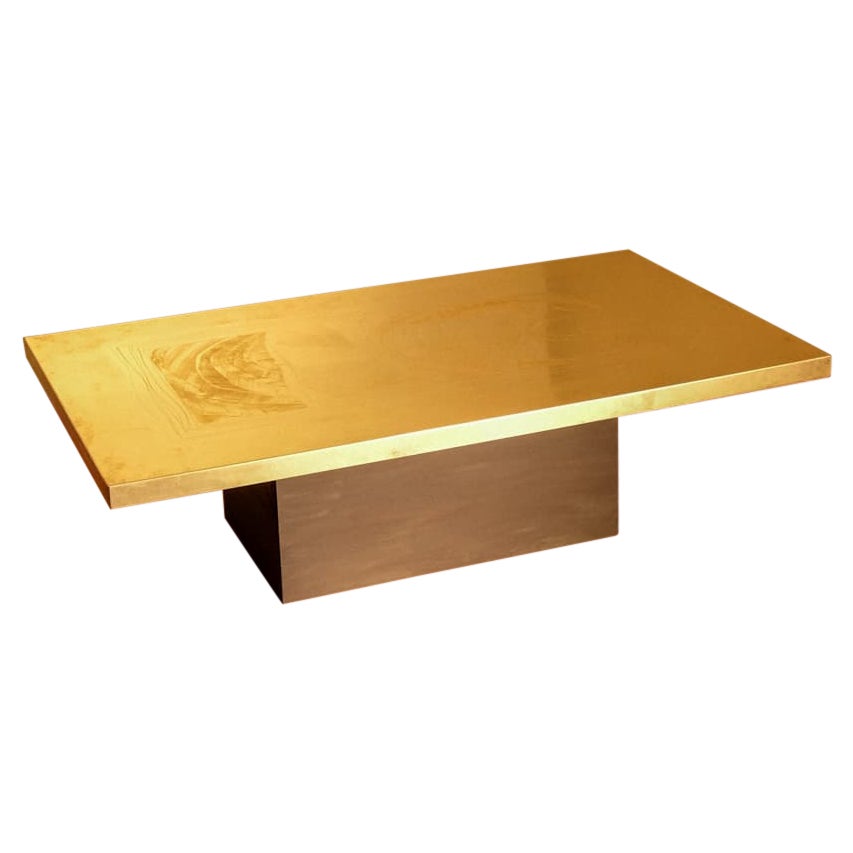Acid-etched brass coffee table signed Christian Krekels, 1977