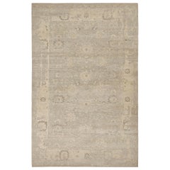 Rug & Kilim’s Oushak Style Oversized Rug in Greige with Floral Pattern