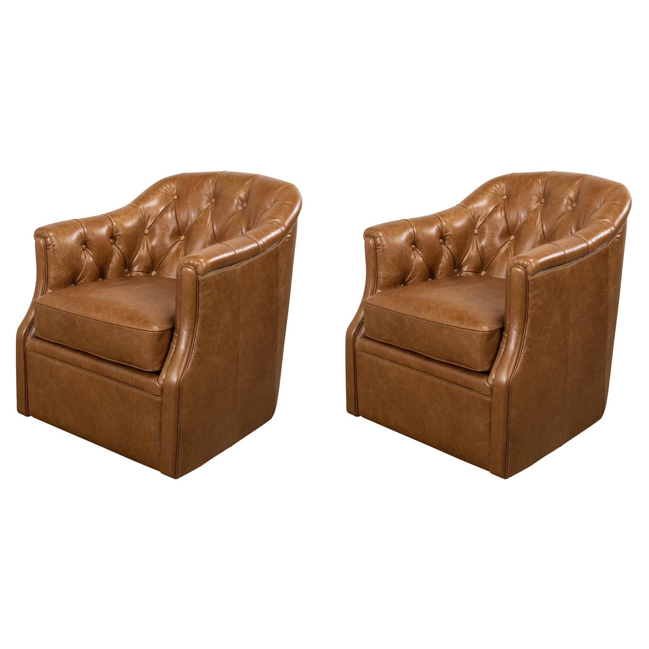 Pair of Classic Tufted Tub Back Armchairs