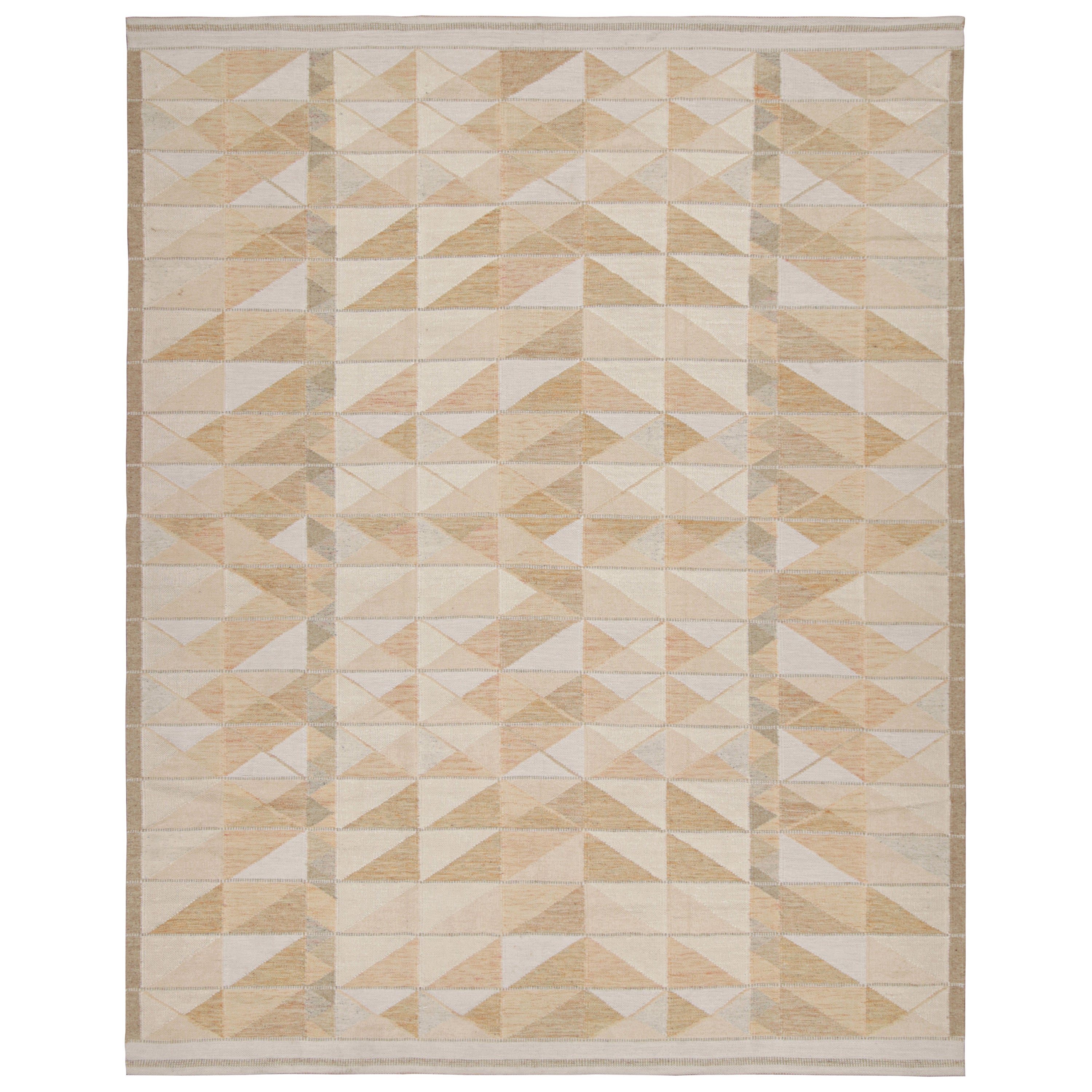 Rug & Kilim's skandinavischer Stil Kilim in Beige & Brown Geometrisch gemustert