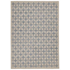 Rug & Kilim's Scandinavian Style Kilim in Blue, Black & Beige Geometric Patterns (Kilim de style scandinave aux motifs géométriques bleus, noirs et beiges)