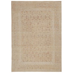 Alfombra estilo Oushak de Rug & Kilim con motivos florales en gris y beige