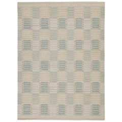Rug & Kilim’s Scandinavian Style Custom Kilim rug in Blue & Beige Patterns
