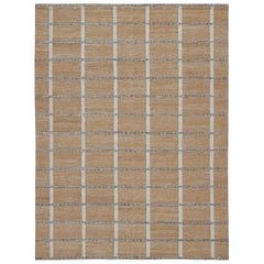 Rug & Kilim's Outdoor-Kilim im skandinavischen Stil mit braunem, weißem und schwarzem Muster