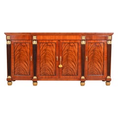 Vintage Baker Furniture French Empire Flame Mahogany Sideboard or Bar Cabinet