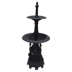 Antique American Cast Iron Two Tiered Fountain with Flanking Swans, Fiske / Mott, C 1870
