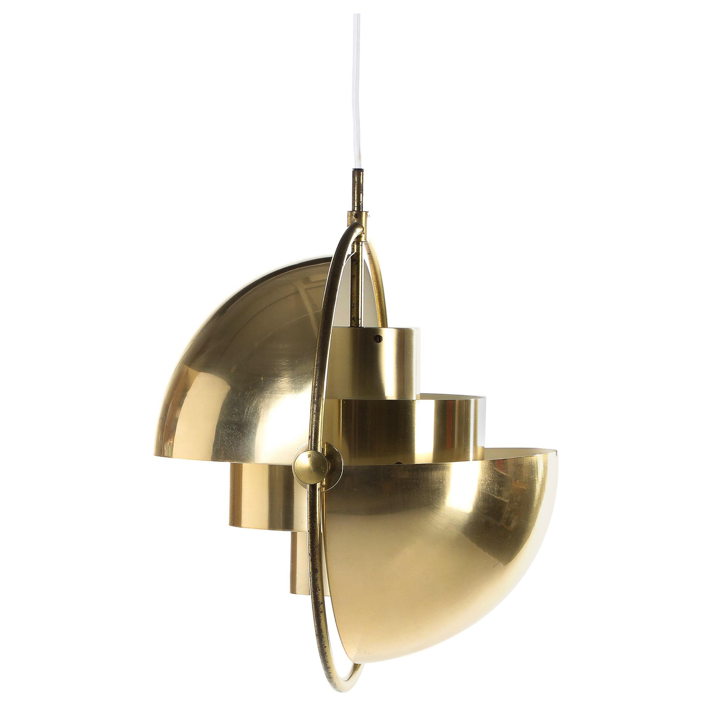 Mid Century Brass "Multi Lite" Pentant by Louis Weisdorf Produced by Lyfa, 1970s For Sale