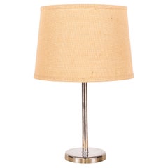 Vintage Chrome Lamp with Burlap Shade by Nessen Lighting