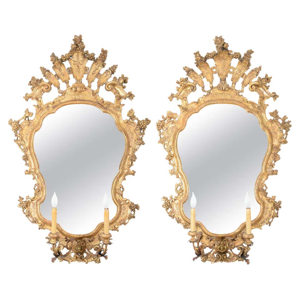 Very large vintage Italian Rococo Chinoiserie Giltwood Mirror For Sale ...