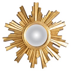 Vintage Art Deco Französisch vergoldet konvex Sunburst Spiegel