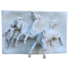 Vintage The Horses Of Anahita Wall Sculpture By William Morris Hunt 