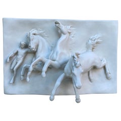 Vintage The Horses Of Anahita Wall Sculpture By William Morris Hunt