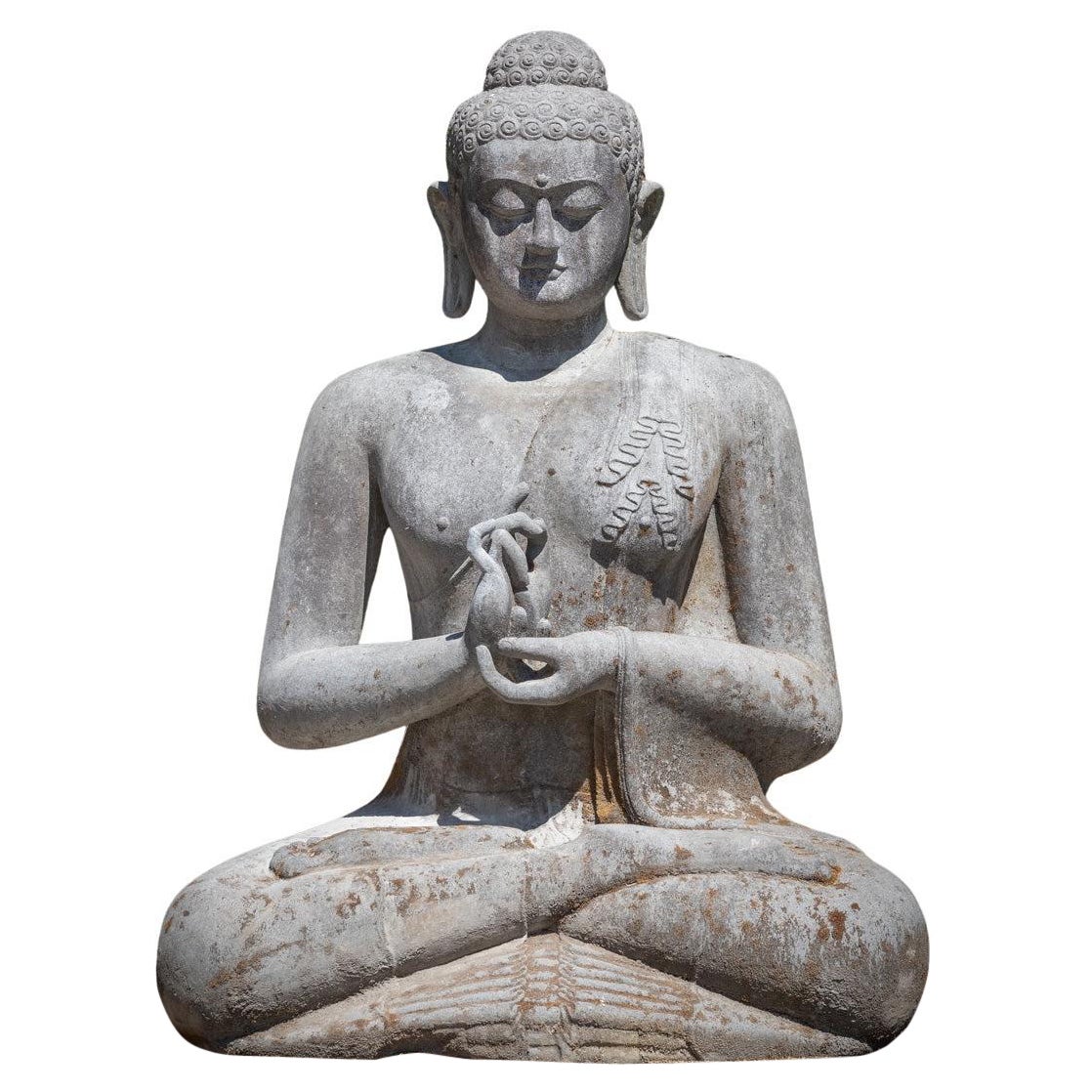 21st Century very high quality special lavastone Buddha statue from Indonesia