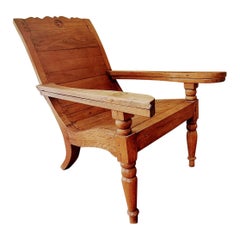 19th century colonial anglo Indian teak plantation chair
