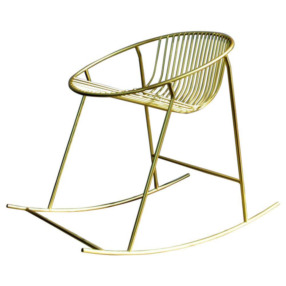 shell rocking chair  with matte brass finish  For Sale