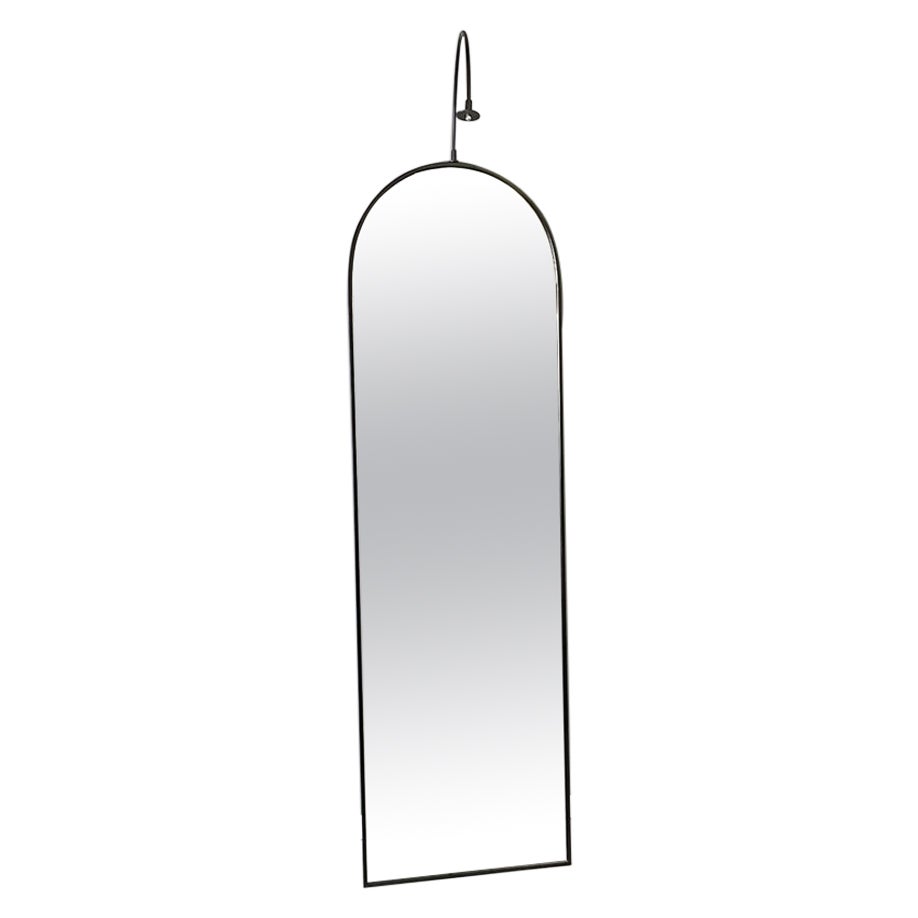 Italian modern black metal and light floor mirror by Forcolini for Alias, 1980s For Sale