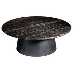 Stanhope Coffee Table — Large — Circular Steel Base — Rare British Marble Top