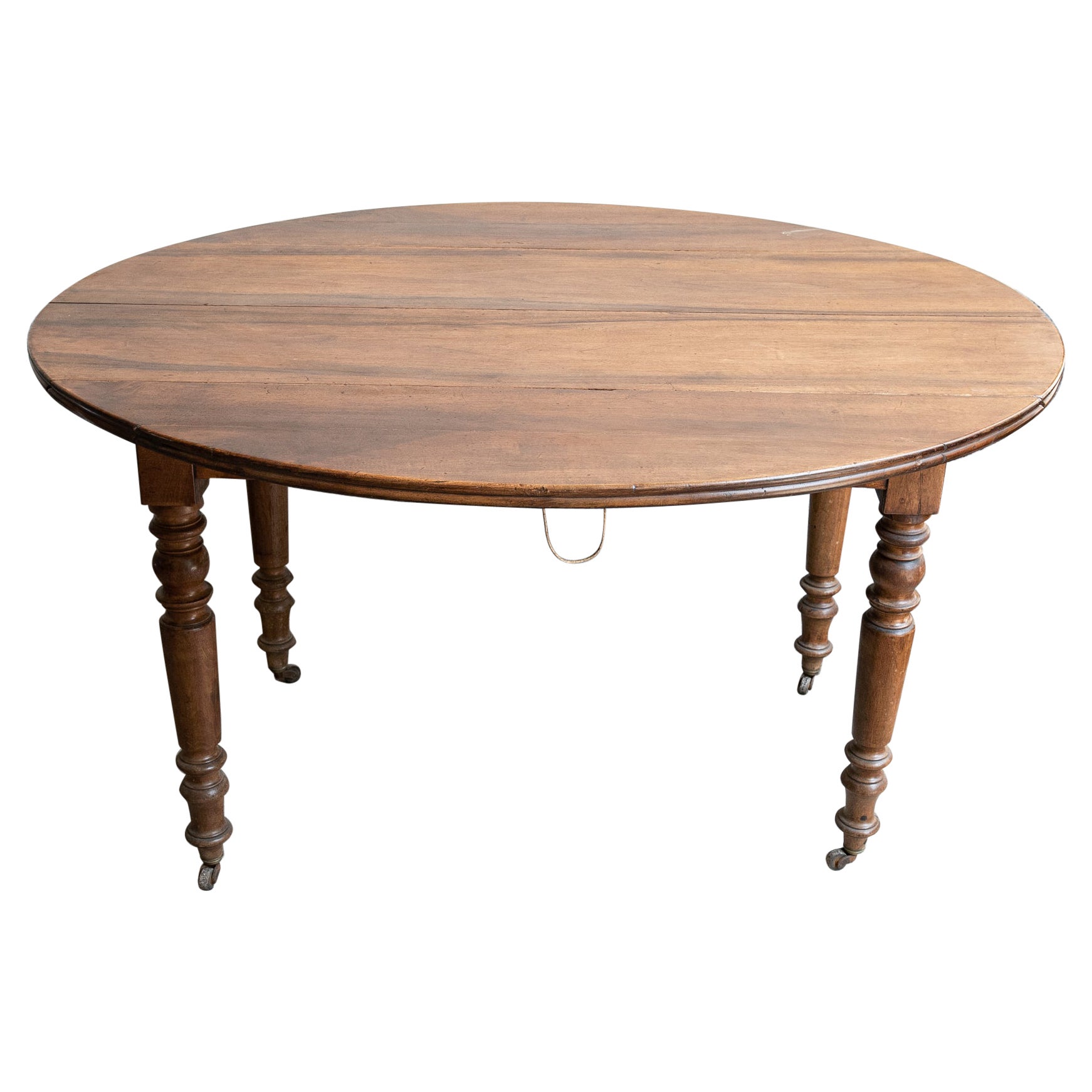 Oval Extendable Old Table with Wheels For Sale