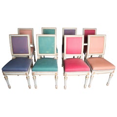 Set of Eight Painted Italian Dining Chairs