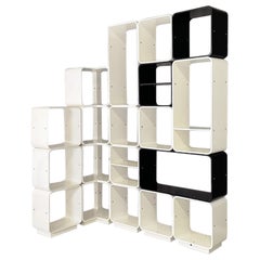 Italian modern modular black white bookcase by Carlo de Carli for Fiarm, 1970s