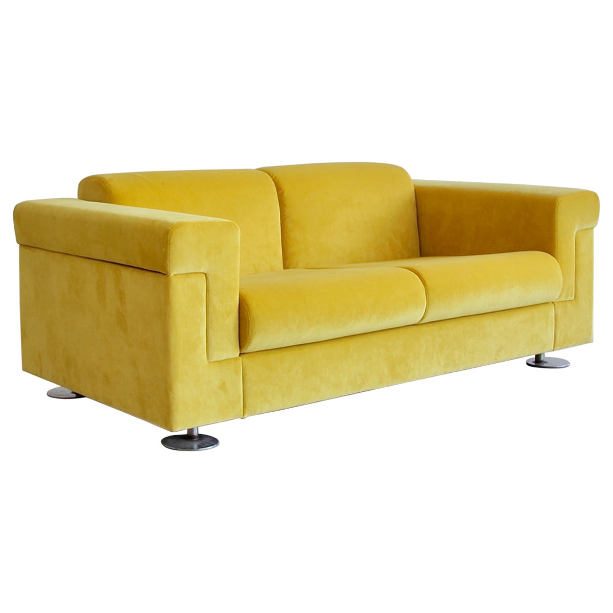 Yellow Two-Seat Sofa D120 by Valeria BORSANI and Alfredo BONETTI, TECNO 1966 For Sale