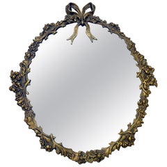 Mid-Century Italian Wall Mirror With Brass Frame and Acanthus Crest, 1950s