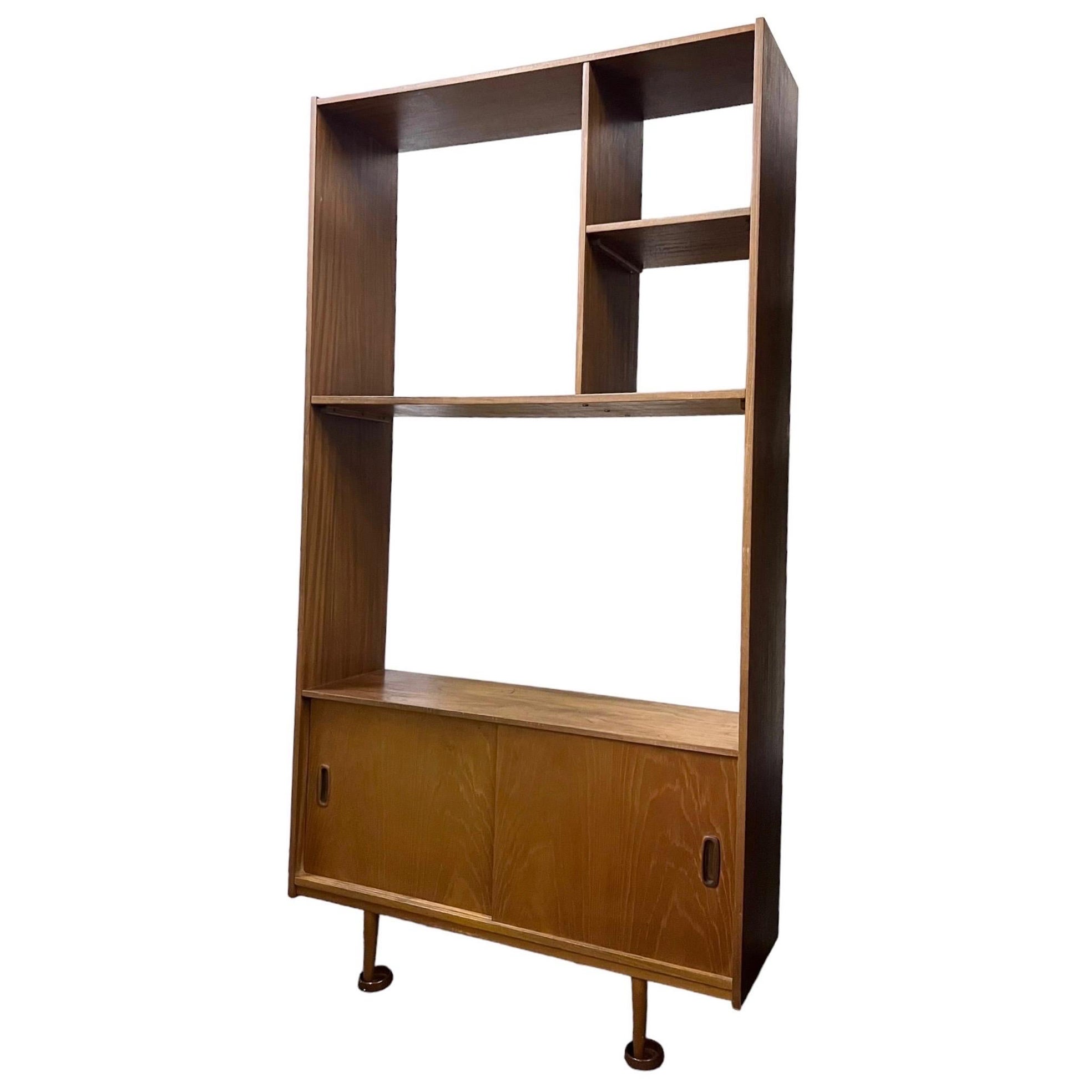 Vintage Mid Century Modern Book Shelf with Record Storage . UK