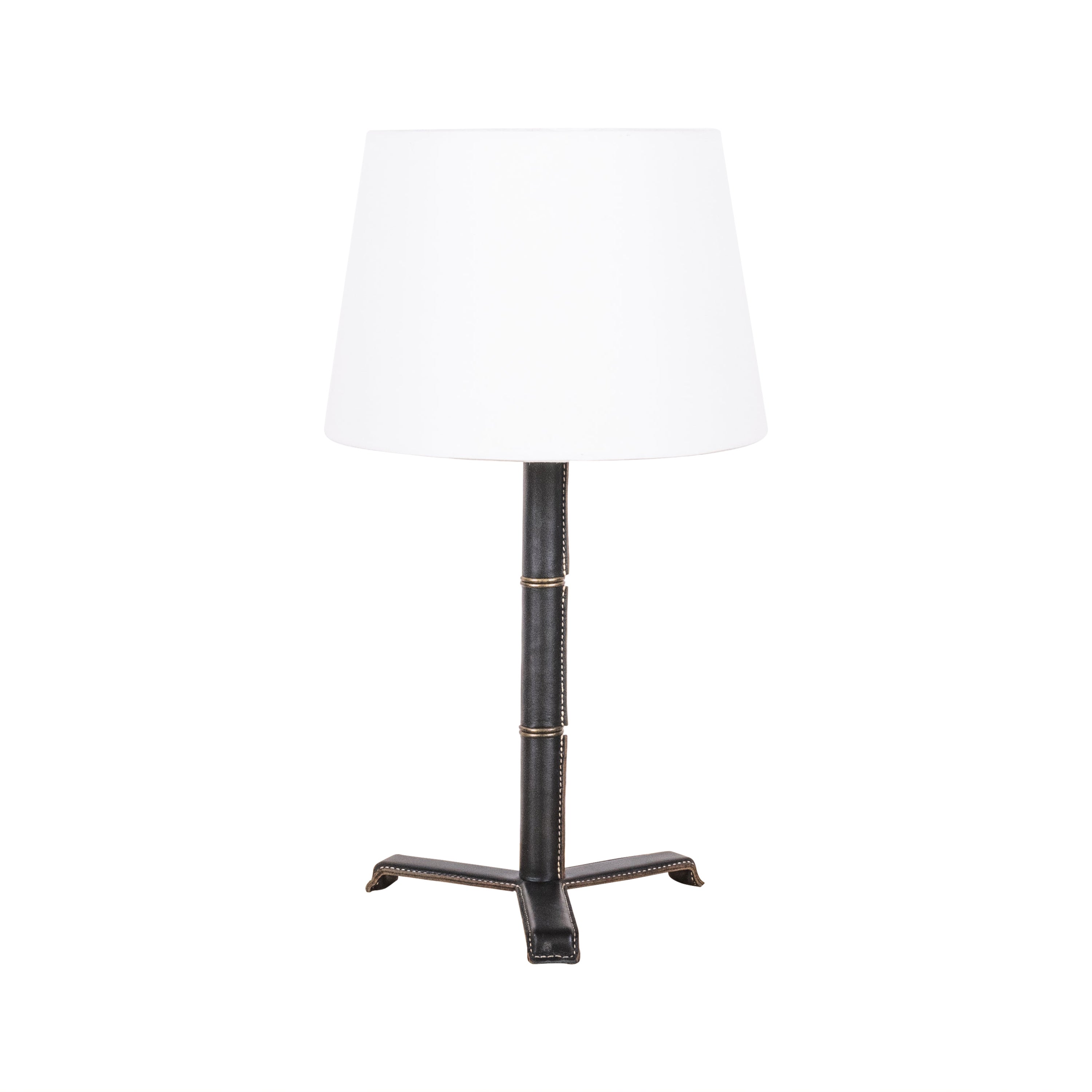 The 'Sellier' Stitched Black Leather Lamp by Design Frères For Sale